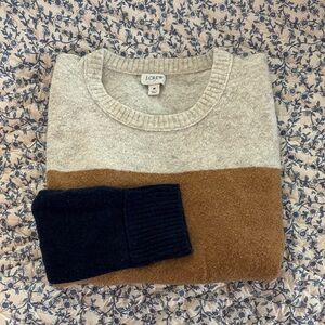 J. Crew Women’s Sweater - Light Gray, Brown, and Navy